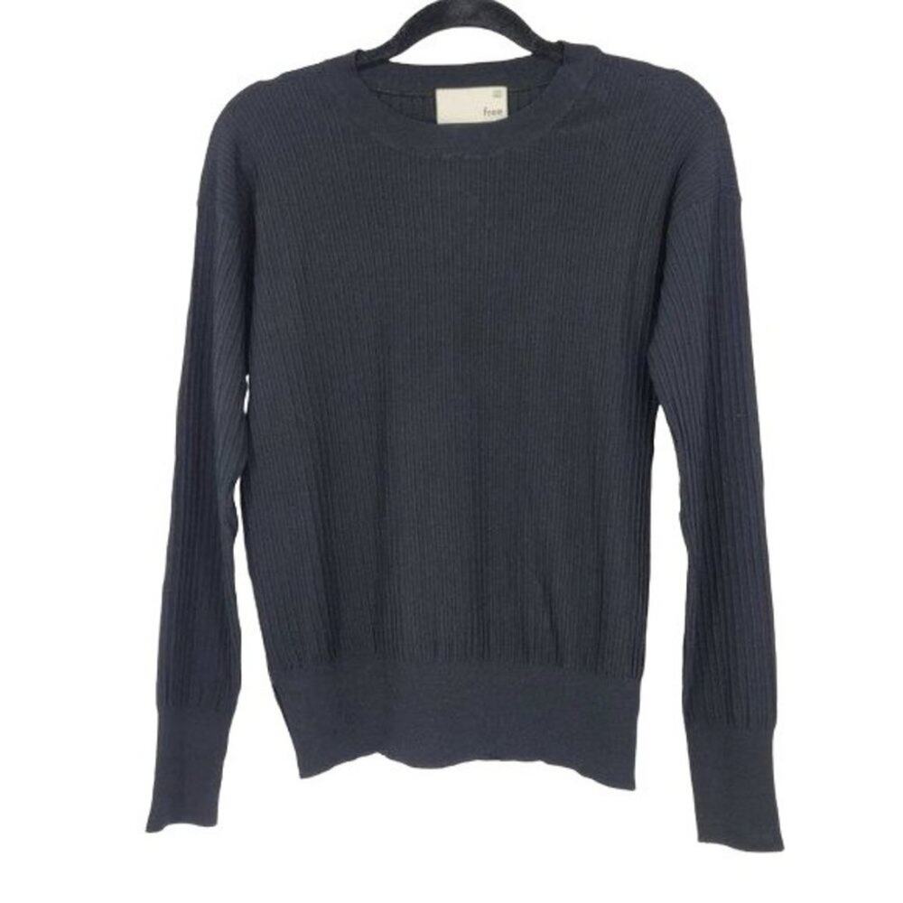 Wilfred Free Women's Black Crewneck Long Sleeve Ribbed Knit Sweater Size XXS